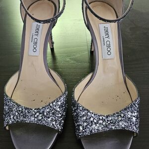 Jimmy Choo Glitter Sandals - Silver